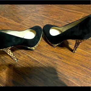 Nine West Black Suede and Leopard heels